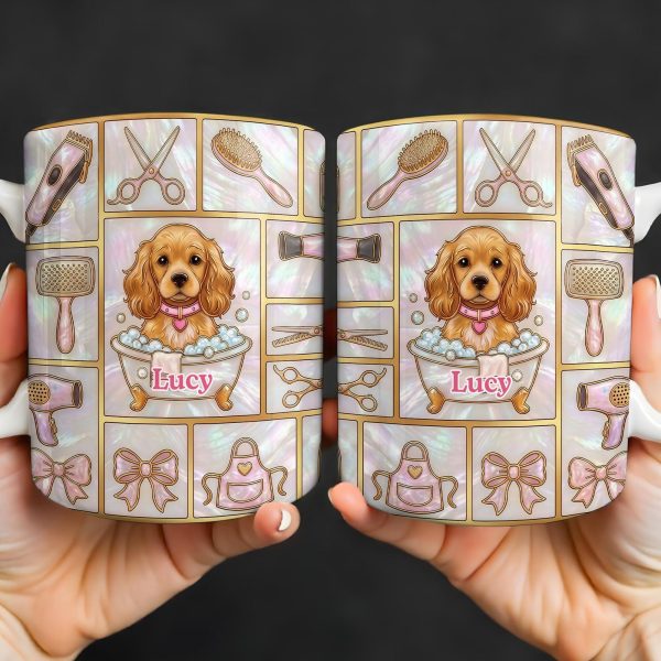 Dog Groomer, Cute Puppy In Bathtub With Scissors - Personalized Custom Coffee Mug - JBS126_MG Dog Groomer, Cute Puppy In Bathtub With Scissors - Personalized Custom Coffee Mug - JBS126_MG