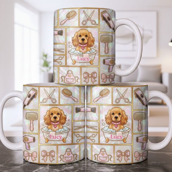 Dog Groomer, Cute Puppy In Bathtub With Scissors - Personalized Custom Coffee Mug - JBS126_MG Dog Groomer, Cute Puppy In Bathtub With Scissors - Personalized Custom Coffee Mug - JBS126_MG