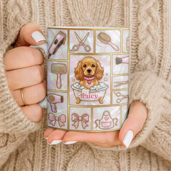 Dog Groomer, Cute Puppy In Bathtub With Scissors - Personalized Custom Coffee Mug - JBS126_MG Dog Groomer, Cute Puppy In Bathtub With Scissors - Personalized Custom Coffee Mug - JBS126_MG
