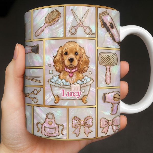 Dog Groomer, Cute Puppy In Bathtub With Scissors - Personalized Custom Coffee Mug - JBS126_MG Dog Groomer, Cute Puppy In Bathtub With Scissors - Personalized Custom Coffee Mug - JBS126_MG