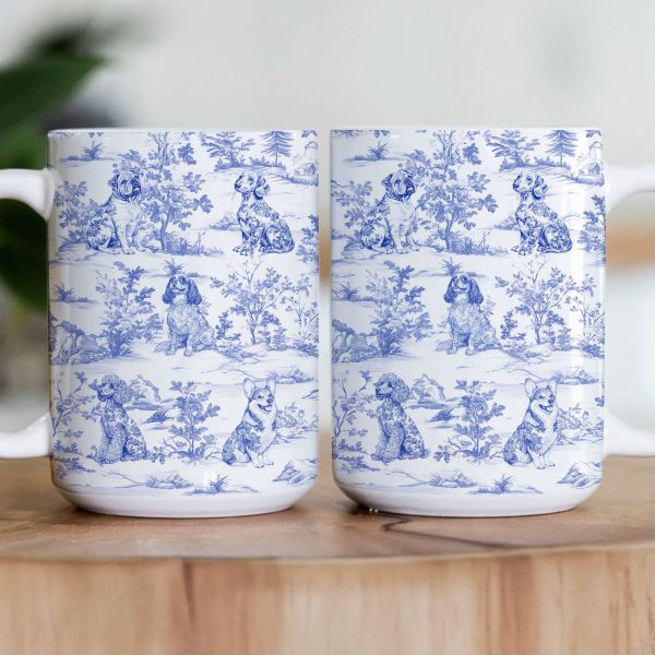 Dog Lover Toile De Jouy French Style - Personalized Mug Dog Lover Toile De Jouy French Style - Personalized Mug