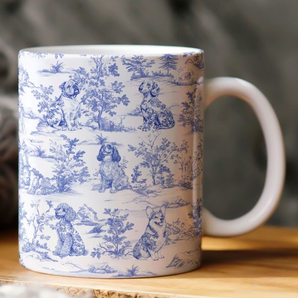 Dog Lover Toile De Jouy French Style - Personalized Mug Dog Lover Toile De Jouy French Style - Personalized Mug