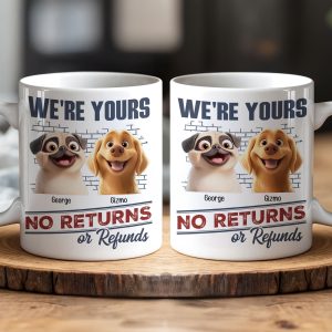 Dog Lovers' Personalized Mug No Returns Design, Gift for Couples