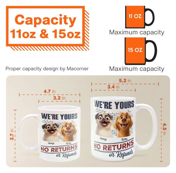 Dog Lovers' Personalized Mug No Returns Design, Gift for Couples Dog Lovers' Personalized Mug No Returns Design, Gift for Couples