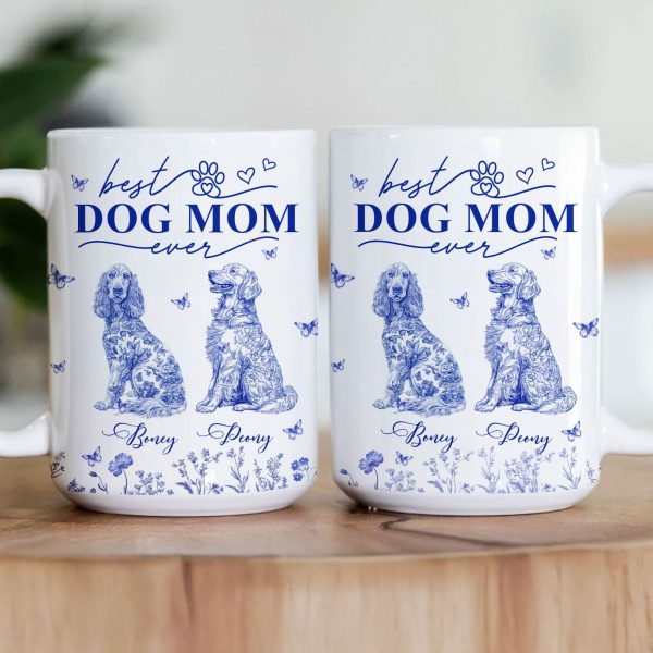 Dog Mom Custom Gift Chinoiserie Toile De Jouy Style - Personalized Mug Dog Mom Custom Gift Chinoiserie Toile De Jouy Style - Personalized Mug