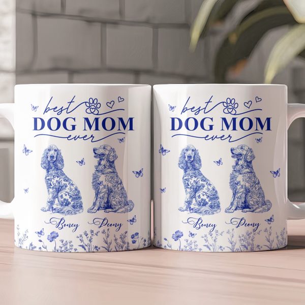 Dog Mom Custom Gift Chinoiserie Toile De Jouy Style - Personalized Mug Dog Mom Custom Gift Chinoiserie Toile De Jouy Style - Personalized Mug