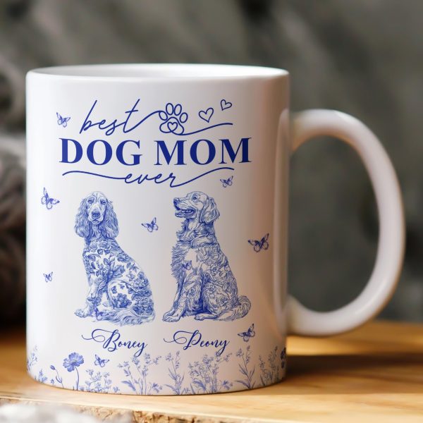 Dog Mom Custom Gift Chinoiserie Toile De Jouy Style - Personalized Mug Dog Mom Custom Gift Chinoiserie Toile De Jouy Style - Personalized Mug