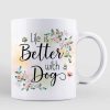 Dog Mom Floral Woman Holding Dog Personalized Coffee Mug Dog Mom Floral Woman Holding Dog Personalized Coffee Mug