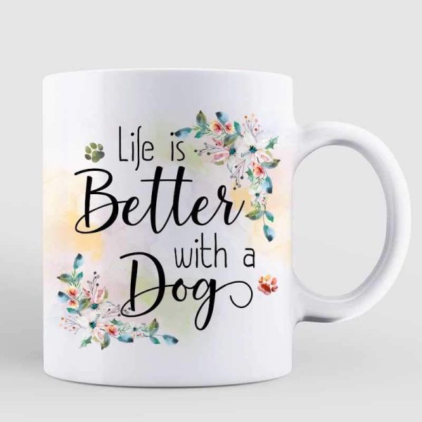 Dog Mom Floral Woman Holding Dog Personalized Coffee Mug Dog Mom Floral Woman Holding Dog Personalized Coffee Mug