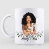Dog Mom Floral Woman Holding Dog Personalized Coffee Mug Dog Mom Floral Woman Holding Dog Personalized Coffee Mug