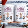 Dog Mom, Paw Prints and Cartoon Dogs - Personalized Custom Coffee Mug - DOG027_MG