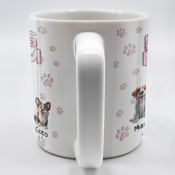 Dog Mom, Paw Prints and Cartoon Dogs - Personalized Custom Coffee Mug - DOG027_MG