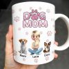 Dog Mom, Paw Prints and Cartoon Dogs - Personalized Custom Coffee Mug - DOG027_MG