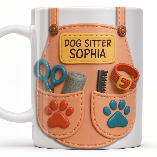 Dog Sitter Customizable Name With Paw Prints And Pet Care Essentials - Personalized Custom Coffee Mug - JBS014_MG Dog Sitter Customizable Name With Paw Prints And Pet Care Essentials - Personalized Custom Coffee Mug - JBS014_MG