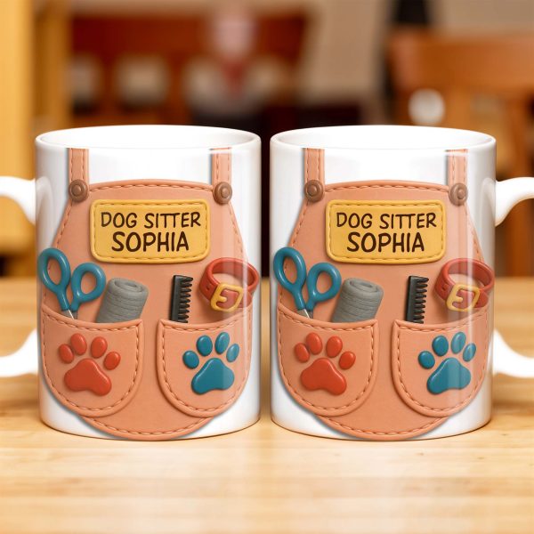Dog Sitter Customizable Name With Paw Prints And Pet Care Essentials - Personalized Custom Coffee Mug - JBS014_MG Dog Sitter Customizable Name With Paw Prints And Pet Care Essentials - Personalized Custom Coffee Mug - JBS014_MG