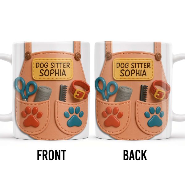 Dog Sitter Customizable Name With Paw Prints And Pet Care Essentials - Personalized Custom Coffee Mug - JBS014_MG Dog Sitter Customizable Name With Paw Prints And Pet Care Essentials - Personalized Custom Coffee Mug - JBS014_MG