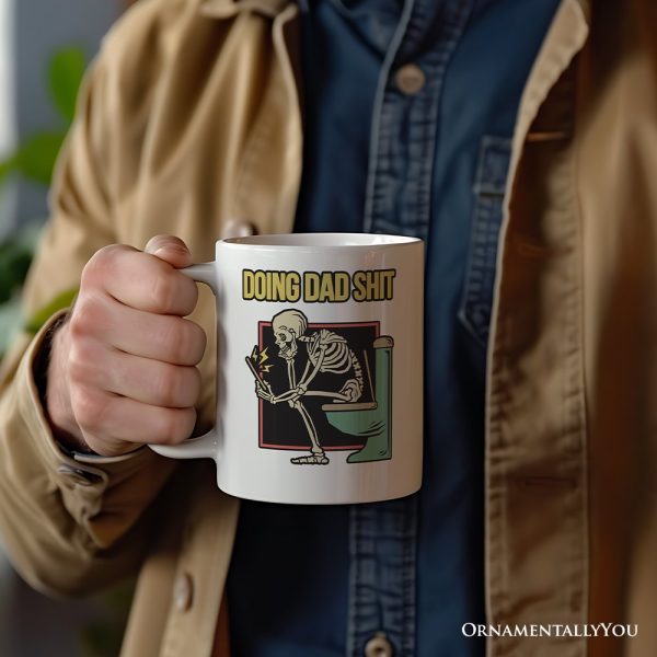 Doing Dad Stuff Personalized Mug, Funny Toilet Skeleton Gift For Dad With Custom Name Doing Dad Stuff Personalized Mug, Funny Toilet Skeleton Gift For Dad With Custom Name