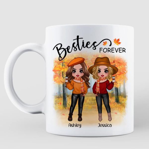 Doll Best Friends Besties Standing Fall Season Personalized Mug (11oz)