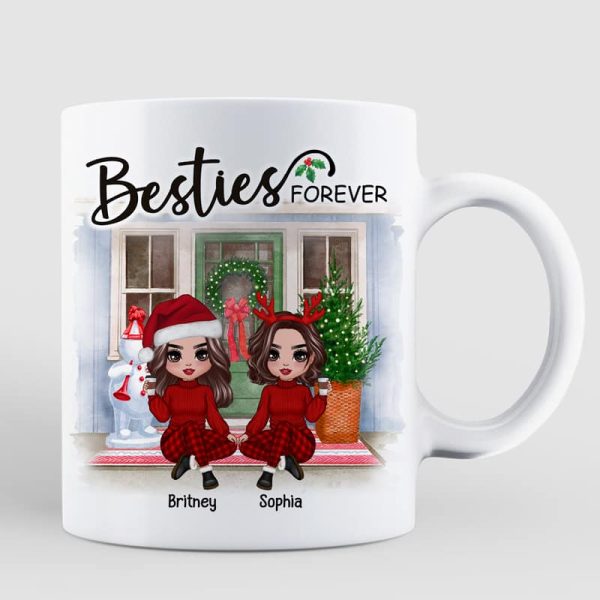 Doll Best Friends Sisters Christmas Front Door Personalized Mug Doll Best Friends Sisters Christmas Front Door Personalized Mug