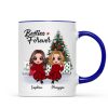 Doll Besties Best Friends Sitting Beside Christmas Tree Personalized Mug Doll Besties Best Friends Sitting Beside Christmas Tree Personalized Mug