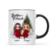 Doll Besties Best Friends Sitting Beside Christmas Tree Personalized Mug Doll Besties Best Friends Sitting Beside Christmas Tree Personalized Mug