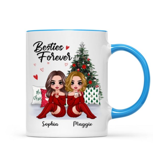 Doll Besties Sitting Beside Christmas Tree Personalized Mug Doll Besties Sitting Beside Christmas Tree Personalized Mug