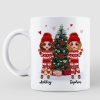 Doll Besties Standing Beside Christmas Tree Personalized Mug Doll Besties Standing Beside Christmas Tree Personalized Mug