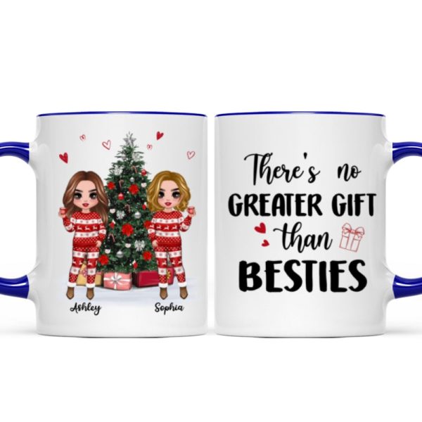 Doll Besties Standing Beside Christmas Tree Personalized Mug Doll Besties Standing Beside Christmas Tree Personalized Mug