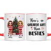 Doll Besties Standing Beside Christmas Tree Personalized Mug Doll Besties Standing Beside Christmas Tree Personalized Mug
