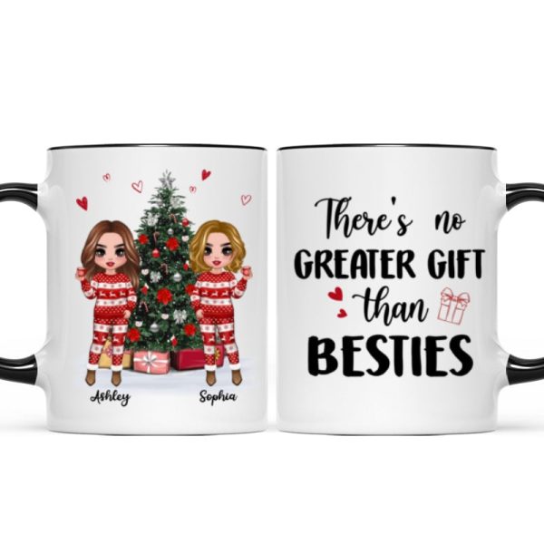 Doll Besties Standing Beside Christmas Tree Personalized Mug Doll Besties Standing Beside Christmas Tree Personalized Mug