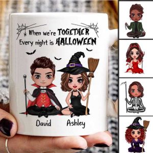 Doll Couple Sitting Halloween Costume Personalized Mug