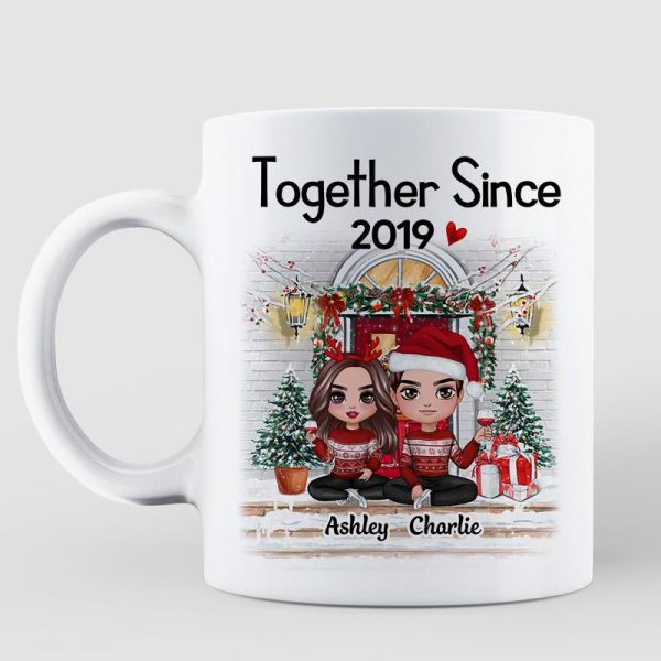Doll Couple Together Since Front Porch Christmas Personalized Mug Doll Couple Together Since Front Porch Christmas Personalized Mug