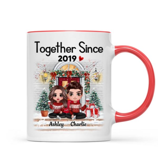 Doll Couple Together Since Front Porch Christmas Personalized Mug Doll Couple Together Since Front Porch Christmas Personalized Mug