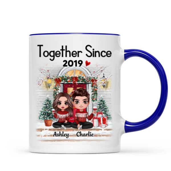 Doll Couple Together Since Front Porch Christmas Personalized Mug Doll Couple Together Since Front Porch Christmas Personalized Mug