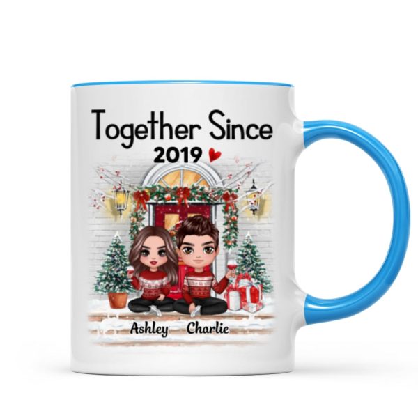 Doll Couple Together Since Front Porch Christmas Personalized Mug Doll Couple Together Since Front Porch Christmas Personalized Mug
