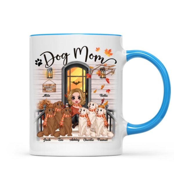 Doll Dog Mom Fall Season Front Porch Personalized Mug Doll Dog Mom Fall Season Front Porch Personalized Mug