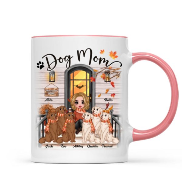 Doll Dog Mom Fall Season Front Porch Personalized Mug Doll Dog Mom Fall Season Front Porch Personalized Mug