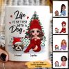 Doll Dog Mom Sitting Beside Christmas Tree Personalized Mug Doll Dog Mom Sitting Beside Christmas Tree Personalized Mug