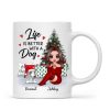 Doll Dog Mom Sitting Beside Christmas Tree Personalized Mug Doll Dog Mom Sitting Beside Christmas Tree Personalized Mug