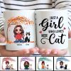Doll Girl And Cats Under Tree Fall Season Personalized Mug Doll Girl And Cats Under Tree Fall Season Personalized Mug