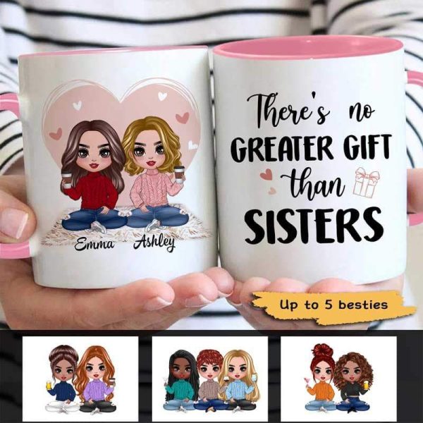Doll Girls Gift For Besties Sisters Siblings Pink Heart Christmas Personalized Mug Doll Girls Gift For Besties Sisters Siblings Pink Heart Christmas Personalized Mug