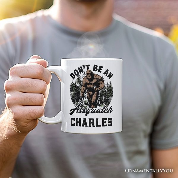 Don't Be a Sasquatch Personalized Mug, Funny Retro Bigfoot Camping Dad Gift With Custom Name Don't Be a Sasquatch Personalized Mug, Funny Retro Bigfoot Camping Dad Gift With Custom Name