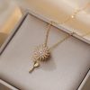 Double Layer Rotating Sunflower Stainless Steel Necklace Double Layer Rotating Sunflower Stainless Steel Necklace