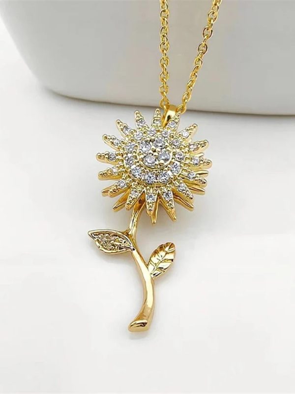 Double Layer Rotating Sunflower Stainless Steel Necklace Double Layer Rotating Sunflower Stainless Steel Necklace