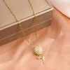 Double Layer Rotating Sunflower Stainless Steel Necklace Double Layer Rotating Sunflower Stainless Steel Necklace