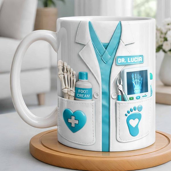 Dr. Lucia Foot Cream Doctor's Coat Mug - Personalized Custom Coffee Mug - DOC102_MG