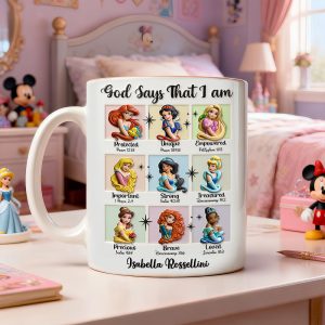 DSNY God Says That I Am Unique - Personalized White Edge-to-Edge Mug - Gift For Christians, Fan Movies HH01