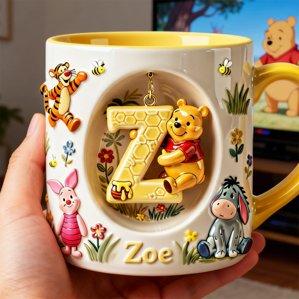 DSNY Honey Bear Anniversary 100 Years Of Friendship - Personalized Initial Alphabet Accent Mug - Gift For Movie Fans HH01 DSNY Honey Bear Anniversary 100 Years Of Friendship - Personalized Initial Alphabet Accent Mug - Gift For Movie Fans HH01