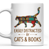 Easily Distracted By Cats And Books Book Lovers Gift Mug Easily Distracted By Cats And Books Book Lovers Gift Mug