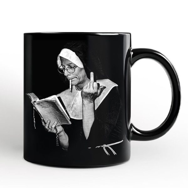 Eccentric Gothic Smoking Nun Personalized Mug, Unique Halloween Gift with Custom Name Eccentric Gothic Smoking Nun Personalized Mug, Unique Halloween Gift with Custom Name
